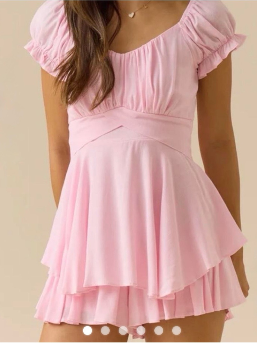 Altar’d State Pink Hailey Double Layered Romper XS